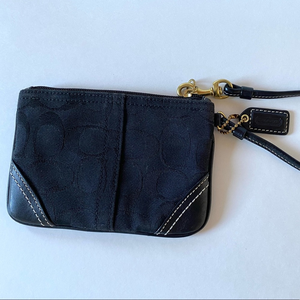 Coach RARE Black Leather Trim Wristlet